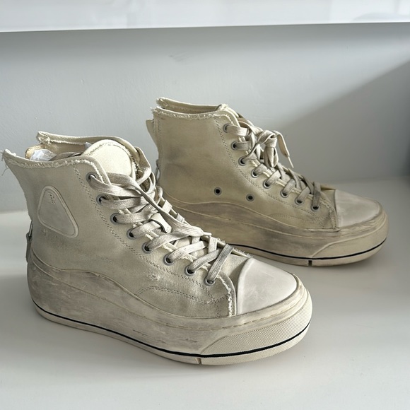 R13 HighTop Sneakers - Ecru Convas - 9 - Picture 2 of 16